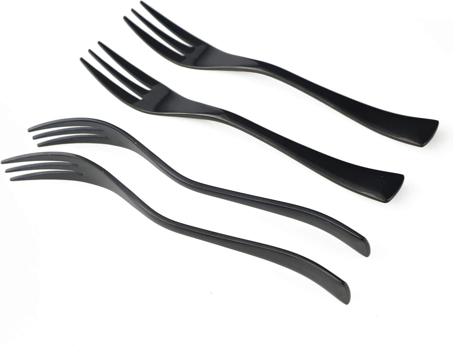 4-Pieces 18/10 Stainless Steel Serving Spoon Fork Set, Mirror Polishing Black