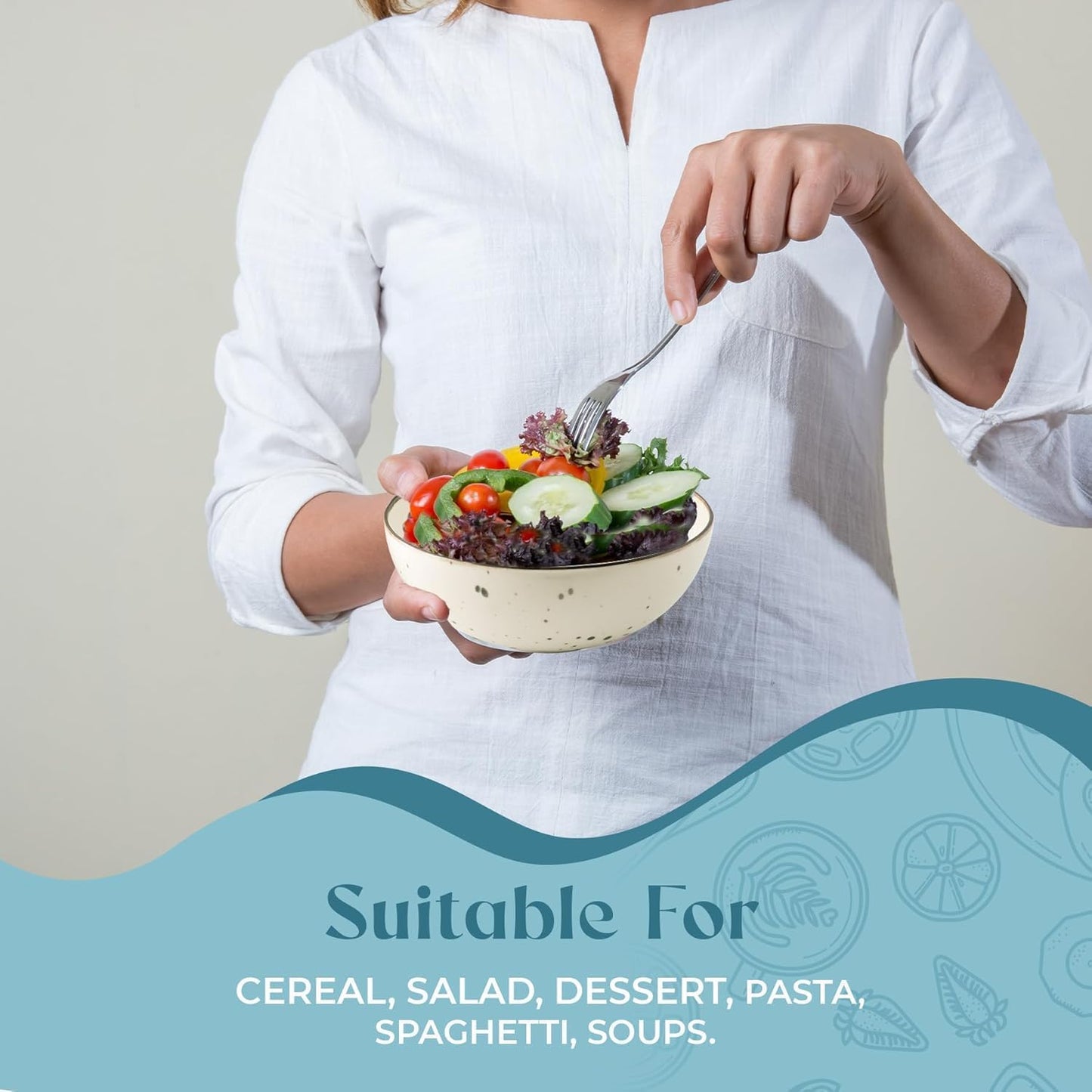 Esfour Premium Porcelain Bowl Collection | Durable, Microwave & Dishwasher Safe | Ideal for Cereal, Pasta, Salad & Desserts (Classic Assorted Color, Cereal Bowl 4pcs)