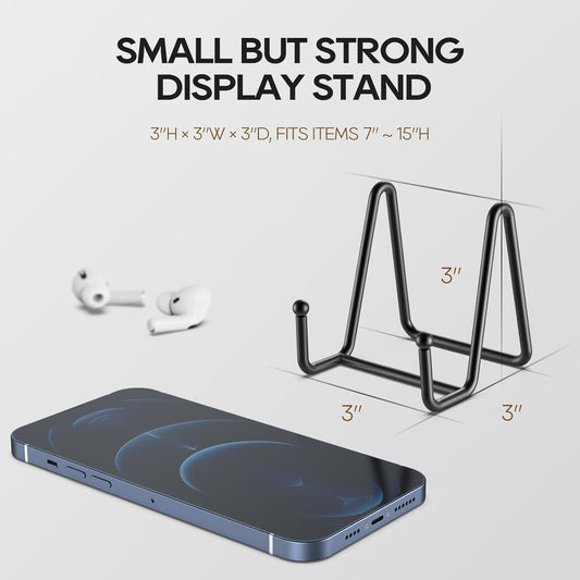 HONGYUTAI 3 Pack 3 Inch Plate Stands for Display Picture - Small Table Top Display, Decorative Metal Frame Holders for Book, Photo and Platter, Tabletop Art, Black