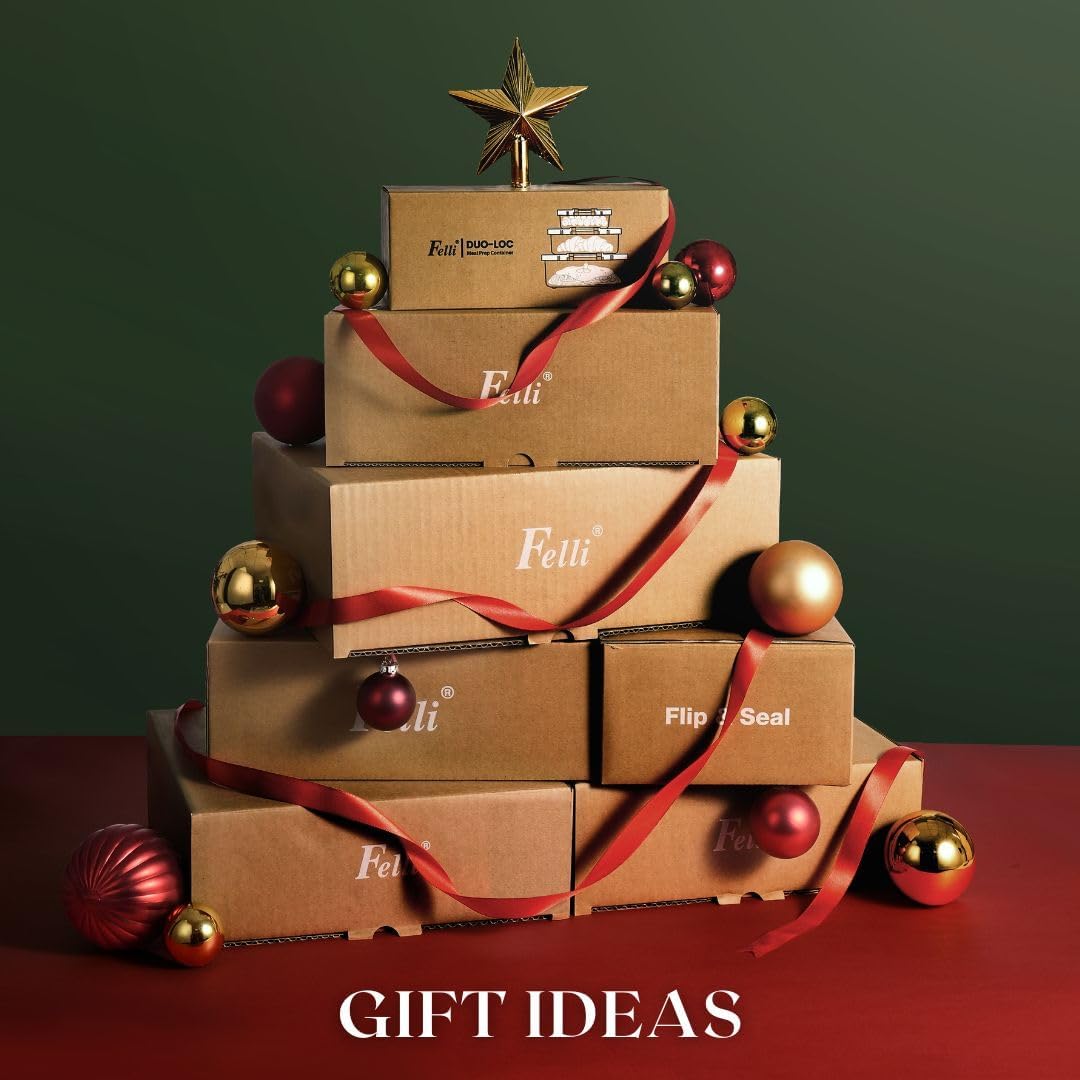 Felli Flip Tite Storage Container with Built-In Spoon & Airtight Lid 5” Large-M Ring Flip Top, Stackable Acrylic Canister for Rice Sugar Flour Protein Powder, Kitchen Pantry Organizer (1.8qt)