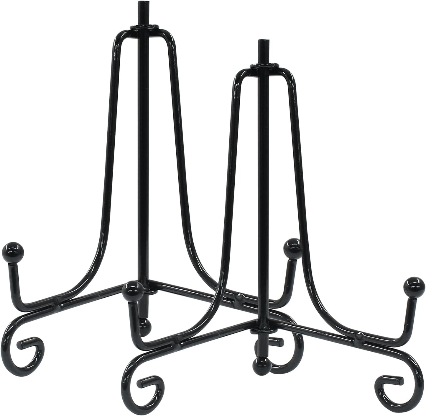 Hordion 2 Pack Plate Stand, 4 Inch Black Iron Easel Photo Display Stand Plate Holder for Picture Frame Book Tabletop Art Platter