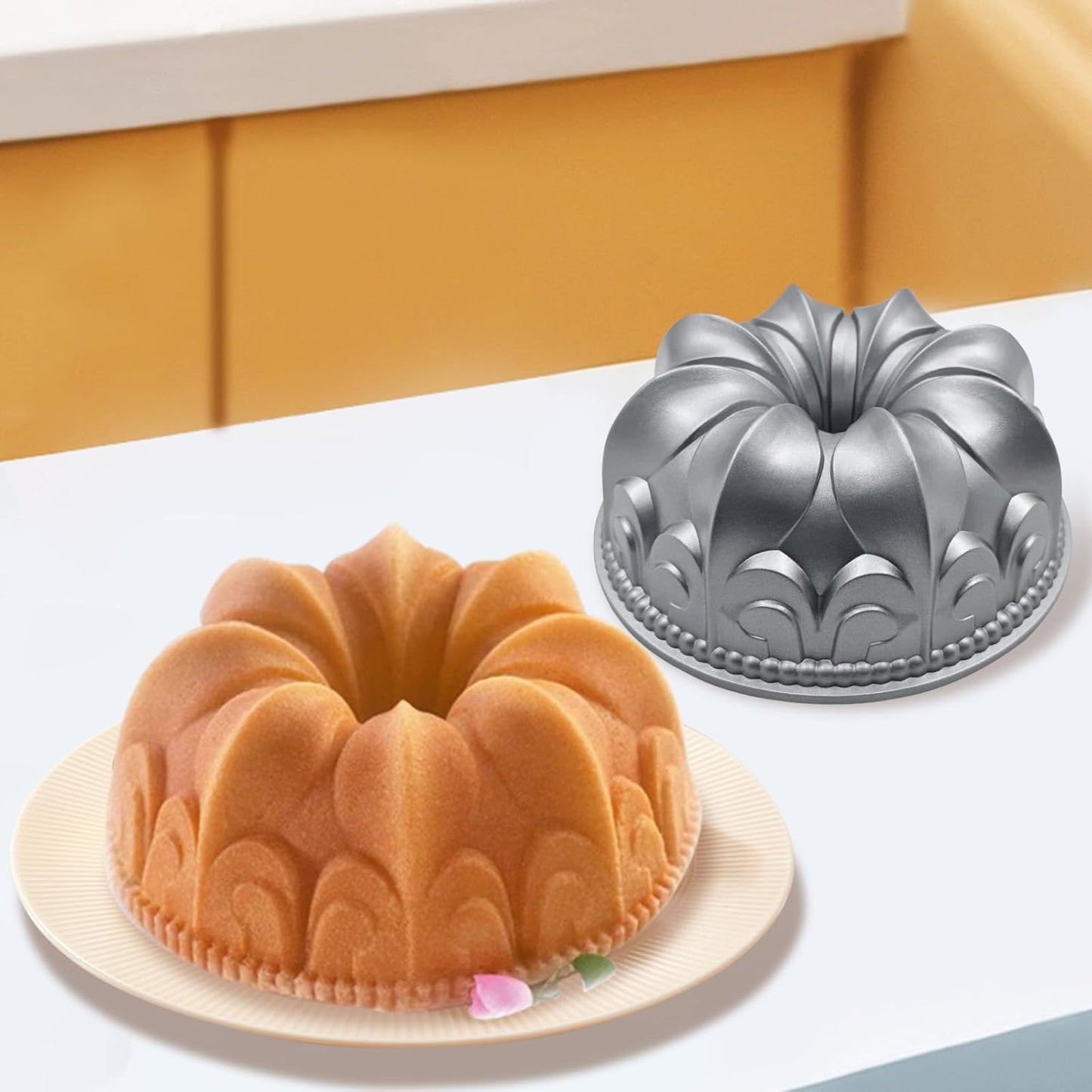Aluminum Cake Pan, Non-Stick Cake Mold Charlotte Easy to Clean Cake Baking Mold for Birthday Christmas Wedding Events (Style 1)