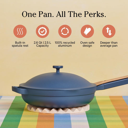Our Place Always Pan 2.0-10.5” (2.6 Qt) Nonstick, Toxin-Free Ceramic Cookware | Patented 10-in-1 Aluminum Frying & Sauté Pan | Safe for Oven, Induction & All Cooktops up to 450°F | Blue Salt