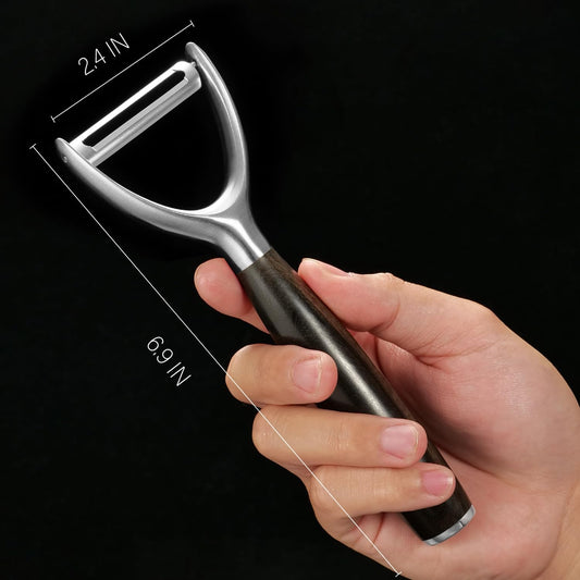 Premium Y Type 304 Stainless Steel Multifunctional Kitchen Peeler Real Wood Handle Ultra Sharp Blade Vegetable Potato Apple(Agarwood)