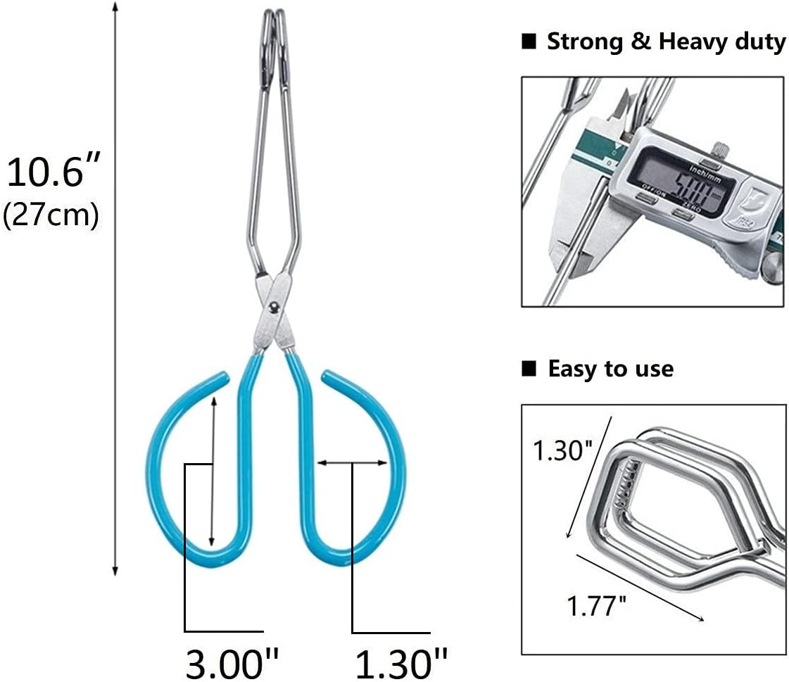 Food Tongs, Feeyei Heavy Duty Stainless Steel Kitchen Tongs for Cooking, Barbecue, Serving Scissors Tongs 10 Inches 2 packs (Blue)