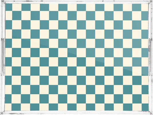 Acrylic Serving Tray with Handles Spill Proof Kitchen Storage Tray Clear Decorative Tray Makeup Drawer Organizer Storage Tray for Bathroom Living Room Ottoman 15.7x11.8Inches