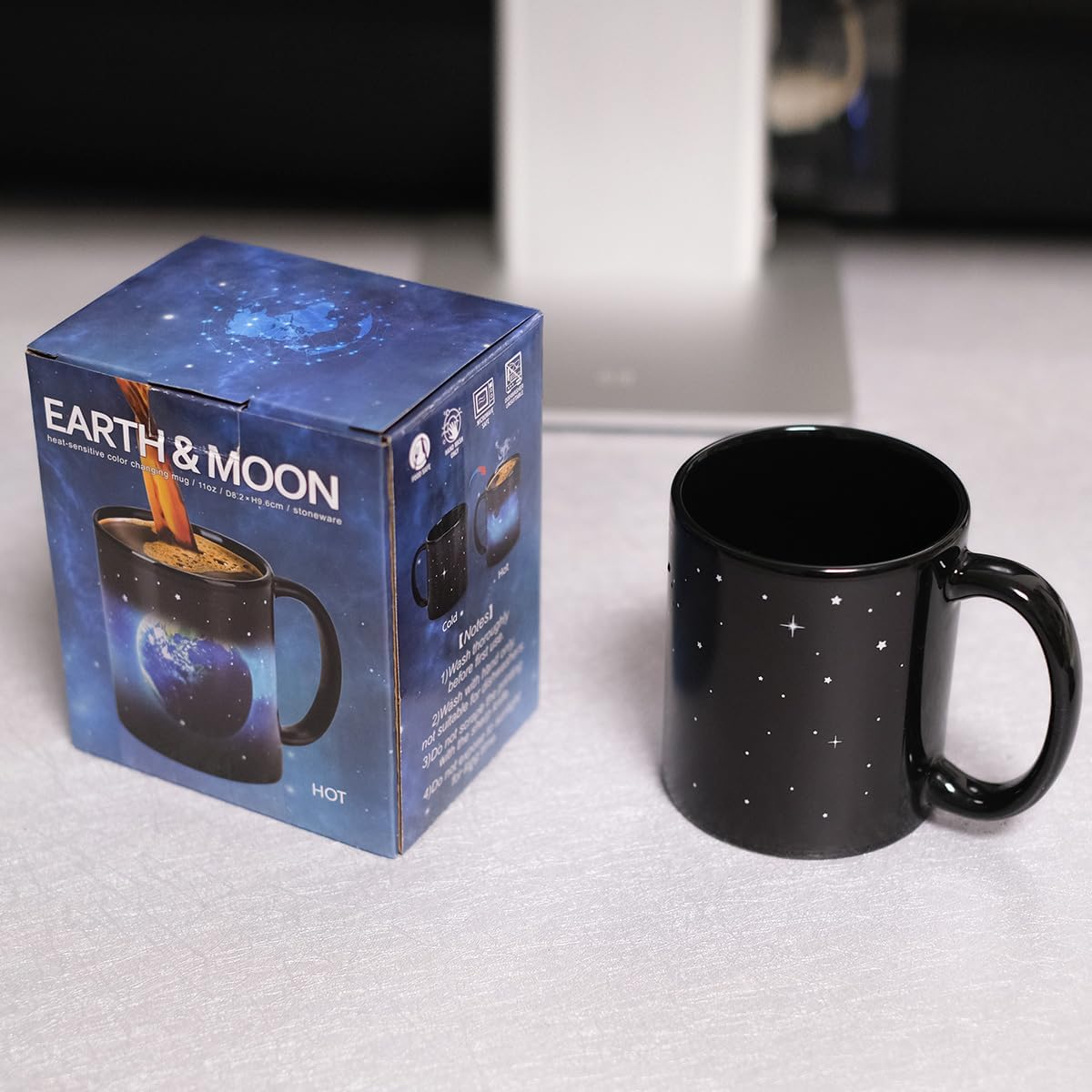 Kmiles Heat Changing Starry Earth Moon Mug Colour Changing Magical Coffee Mug Tea Cup 12 Ounce - Novelty for Xmas Funny Gifts