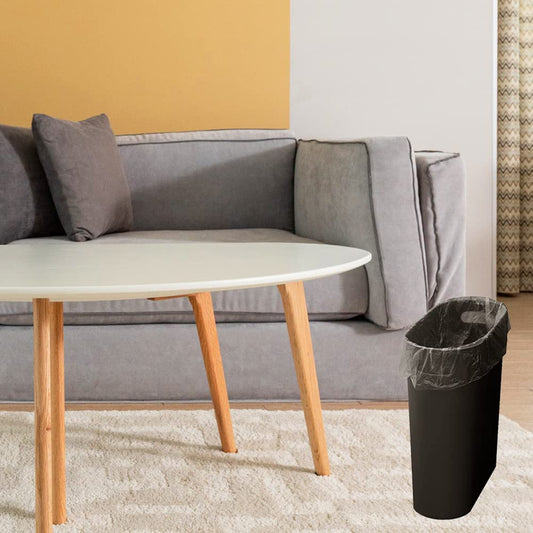 Small Trash Can Plastic Bathroom Wastebasket 3.2 Gallon Slim Garbage Container Bin with Handle for Home Kitchen Bathroom Bedroom Office, 2 Pack (Brown)