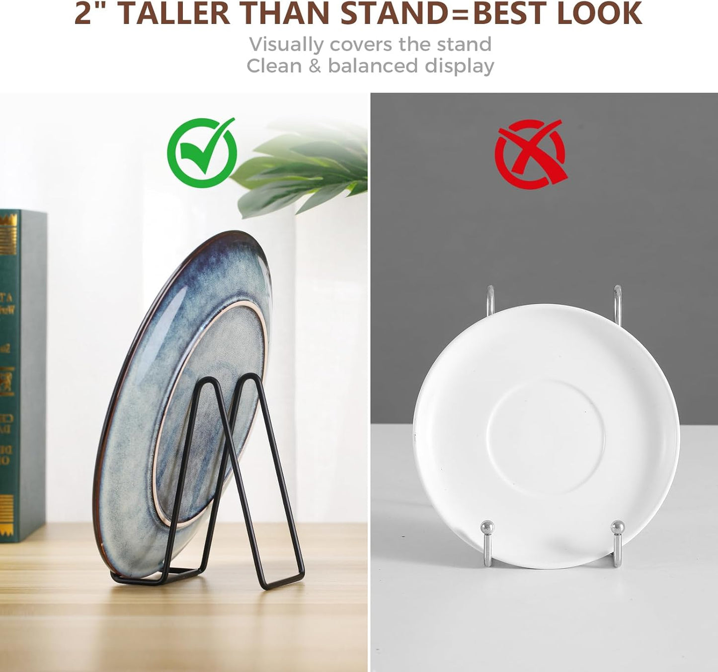 LIONWEI LIONWELI Plate Display Stand Easel Holders - 10" Tabletop Metal Stands for Heavy Plates, Large Platters and Plaques - Black, 2-Pack