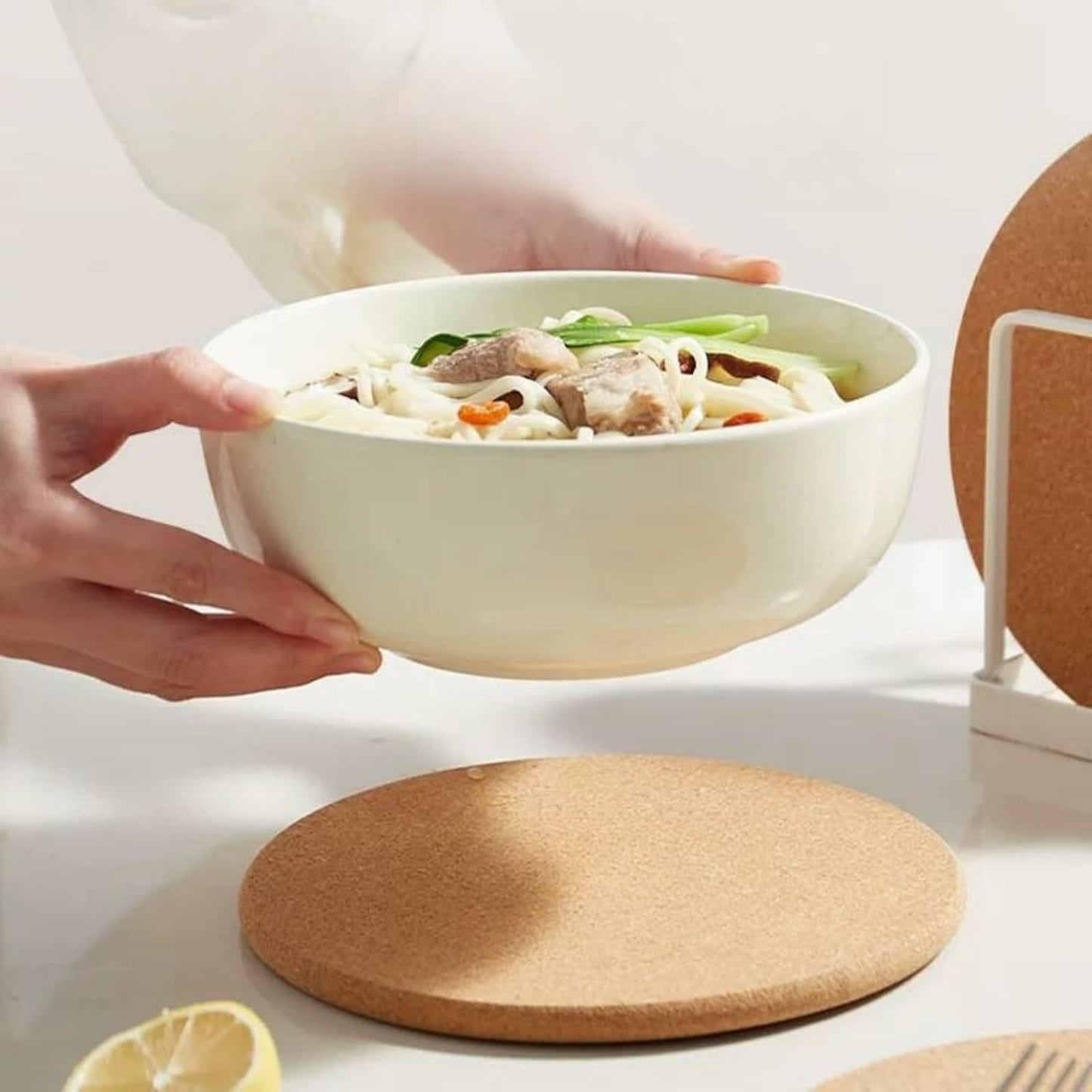 Cork Trivets for Kitchen Worktops, Heat Resistant Mats for Hot Pans and Pots, Non Slip Table Placemats and Coasters for Pot Holders, Dishes, Pans 7.5inch Set of 4