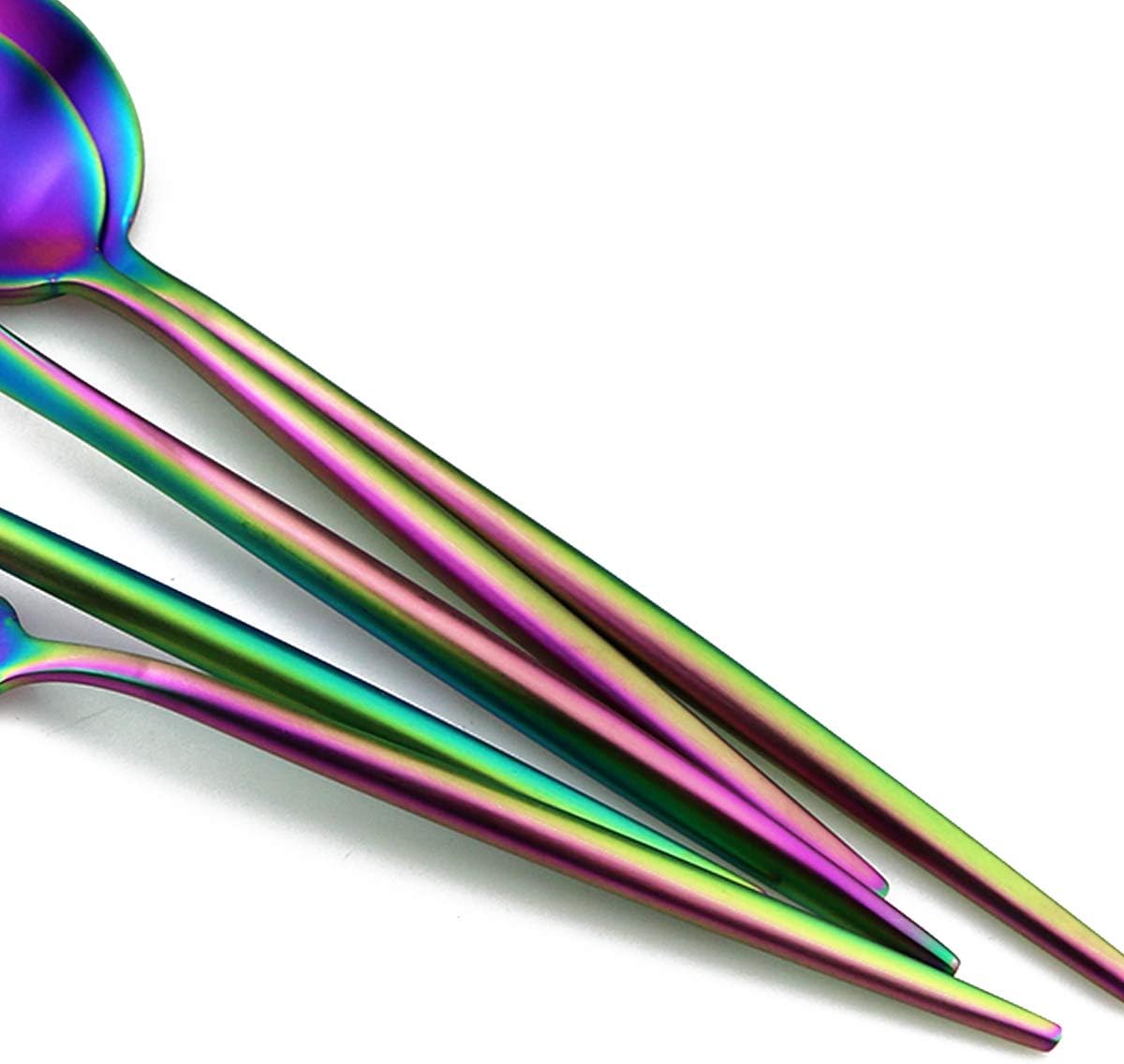 Gugrida 20-Piece 18/10 Stainless Steel Flatware Silverware, Luxury Dinnerware Set Travel Cutlery Tableware Include Knife Fork Spoon Service for 4,Healthy & Eco-Friendly Dishwasher Safe (Rainbow Matte)