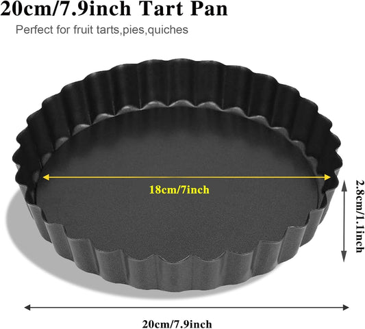 7 Inch Tart Pan Fluted Fruit Pie Pans with Removable Base Nonstick Coating Tarts Molds for Baking Supply For Pizza Tartlet Cake Quiche
