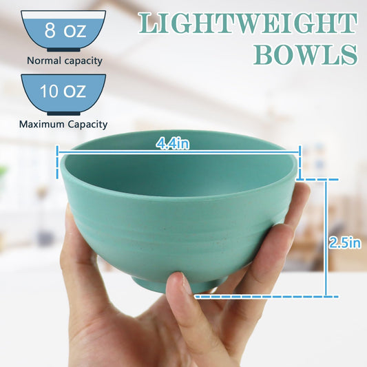 PYRMONT Wheat Straw Bowls Set of 8, 10 OZ Small Bowls for Kids, Cereal, Dessert & Snack, BPA-Free, Dishwasher & Microwave Safe