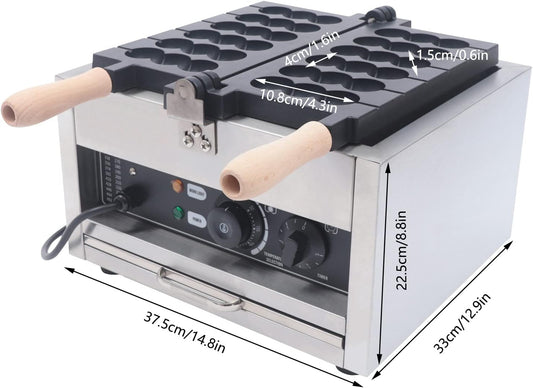 1400W Commercial Bubble Waffle Maker, 6 Grids Electric Waffle Maker Non-Stick Stainless Steel Belgian Waffle Iron w/Time & Temper Adjustable|180°Rotating, Large Waffle Machine for Restaurant Party