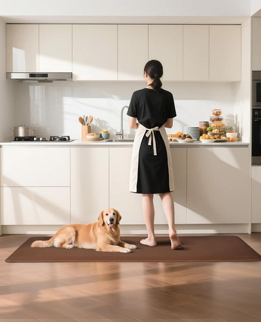 Ophanie Kitchen Mats for Floor, 3/4 Inch Thick Kitchen Rugs, 20'' x 60'' Anti Fatigue Standing Cushioned Mat, Waterproof,Comfort Ergonomic Mat for Office, Home, Sink, Brown Non-Slip Bottom