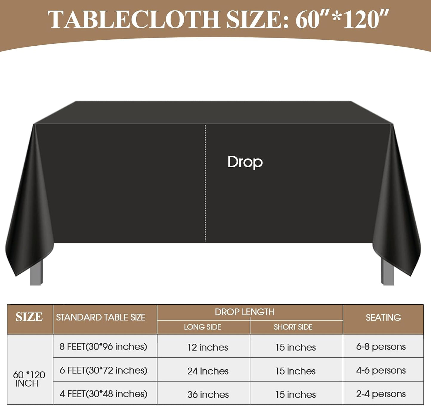 Rectangle Tablecloths 60x120 Inch 8 Pack Black Tablecloth Washable Decorative Linen Polyester Table Cloths for Dining Table Banquets Buffet Parties and Wedding
