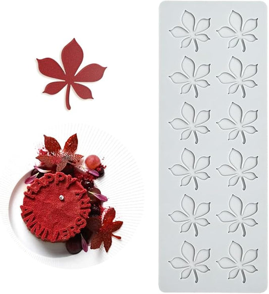 mostsom Silicone Mold 3D Hollow Leaf Lace for Baking, Chestnut Leaves Fondant Molds, Resin, Polymer Clay - Cake Cupcake Decor, Sugar Craft, Wedding Dessert (G_ Chestnut Leaves)