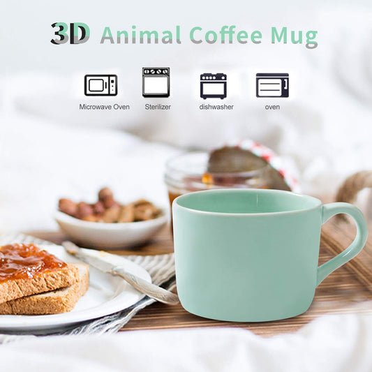 Surprise 3D Coffee Mug Animal Inside 8 oz with Dolphin,Cute Cartoon Handmade Ceramics Cup,Christmas Birthday Surprise for Friends Family or Kids (Dolphin)