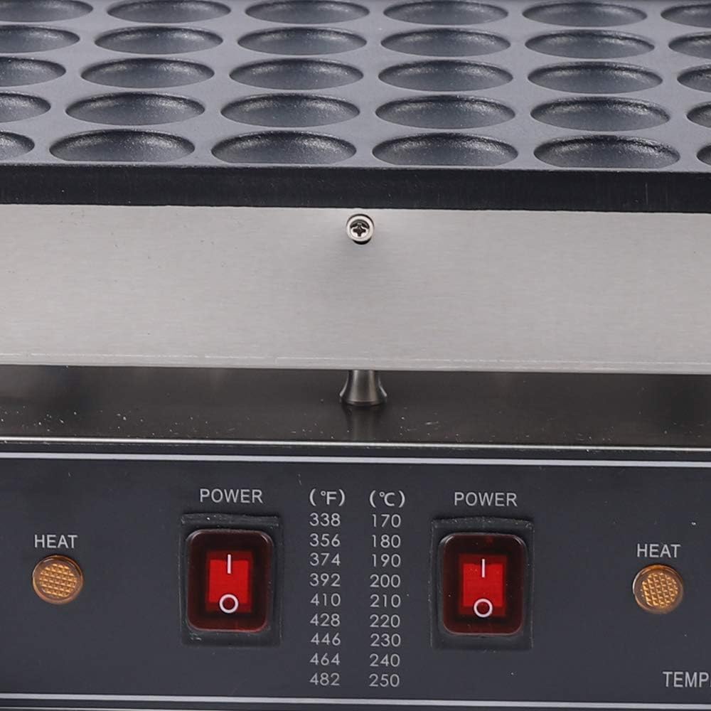 110V Mini Dutch Pancake Baker, 50PCS 1700W Commercial Electric Nonstick Waffle Maker Machine, 1.77 Inches Mini Pancake Maker with 2 Thermostats & 2 Timers Separate Control