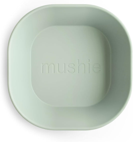 mushie Square Dinnerware Bowls for Kids | Made in Denmark, Set of 2 (Sage)
