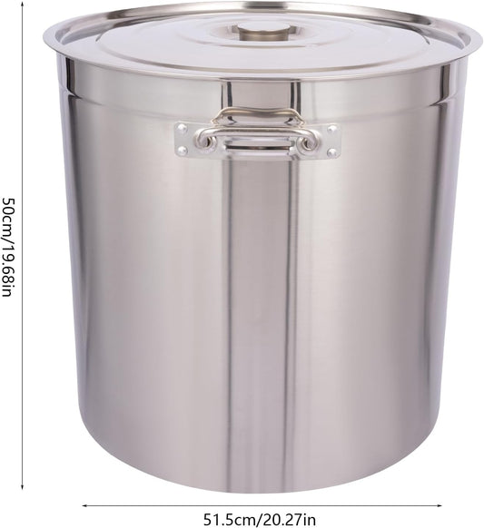Stock Pot with Lid, 201 Stainless Steel Big Pots for Cooking, 104 Quart Stockpots with Hanging Lid and Handle, Anti-Corrosion, Anti-Rust, Used for Induction Stoves, Gas Stoves, Electric Stoves