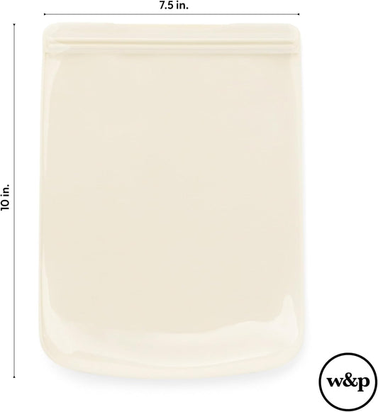 W&P Porter Silicone Reusable Storage Bag, Sandwich (46oz Flat), Blush, Food Storage Container, Microwave and Dishwasher Safe, Easy Cleaning