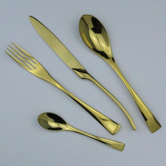 Luxury 4-Piece 18/10 Stainless Steel Flatware Set, Mirror Polishing Gold