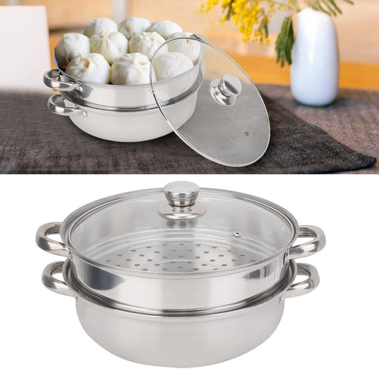 Stainless Steel Steamer Food Steamer Basket Double Boiler for Stove Top Pasta Pot Cookware Set for Kitchen Cooking
