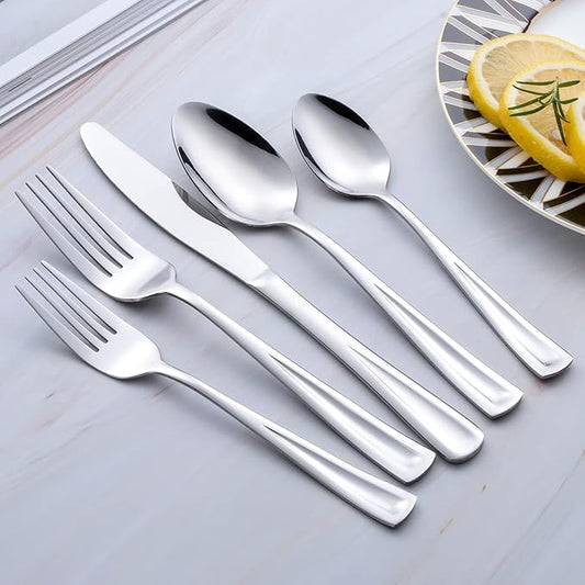 20-Piece Silverware Set for 4, GoGeiLi Stainless Steel Flatware Cutlery Set for 4, include Fork, Knife and Spoon Set, Mirror Finished