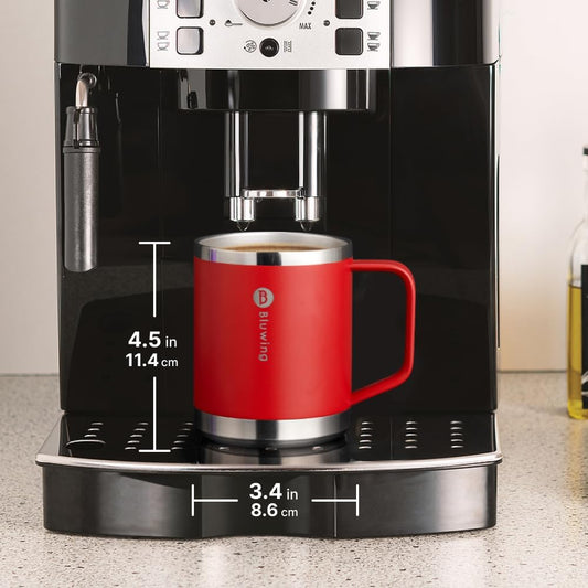 Insulated Coffee Mug with Lid, 12 oz Travel Coffee mug with handle Double Wall Stainless Steel Travel Tumbler Cup, Spill Proof (Canyon Red)