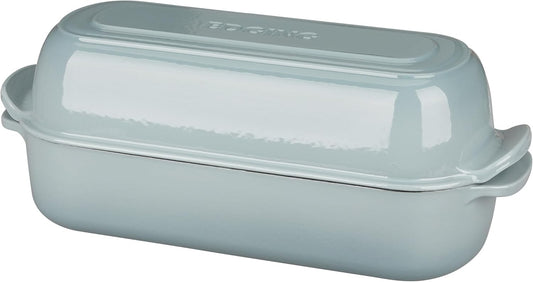Enameled Cast Iron Loaf Pan with Lid, Dutch Oven Bread pan for Homemade Sourdough Bread Baking, 12.5x5.5 inch, 5qt, Seasalt