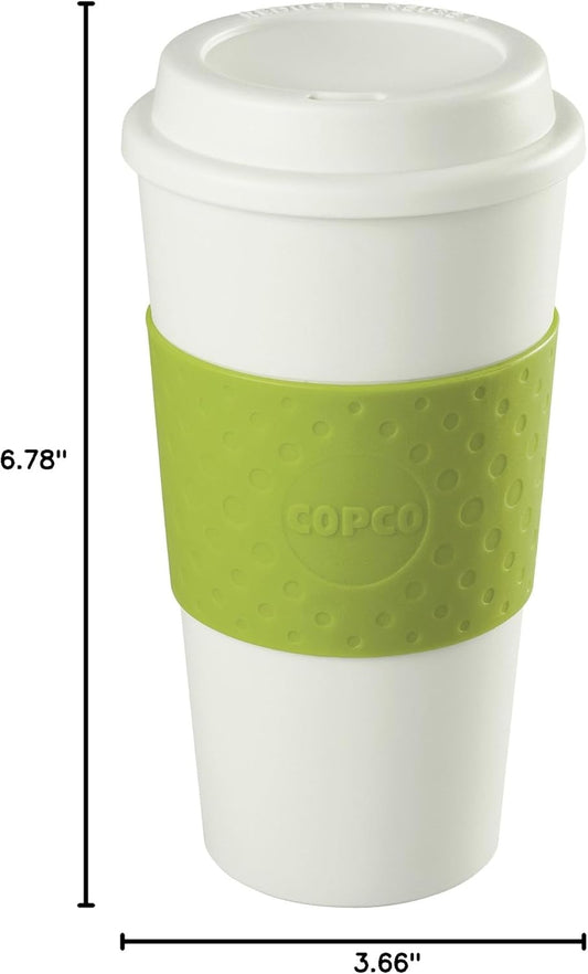 Copco Acadia 16 oz Travel Mug - Insulated Reusable Coffee Tumbler with Double-Walled Plastic, Leak-Proof Lid, BPA-Free - Portable Mug for Hot & Cold Drinks, Cup Holder Friendly (Green)