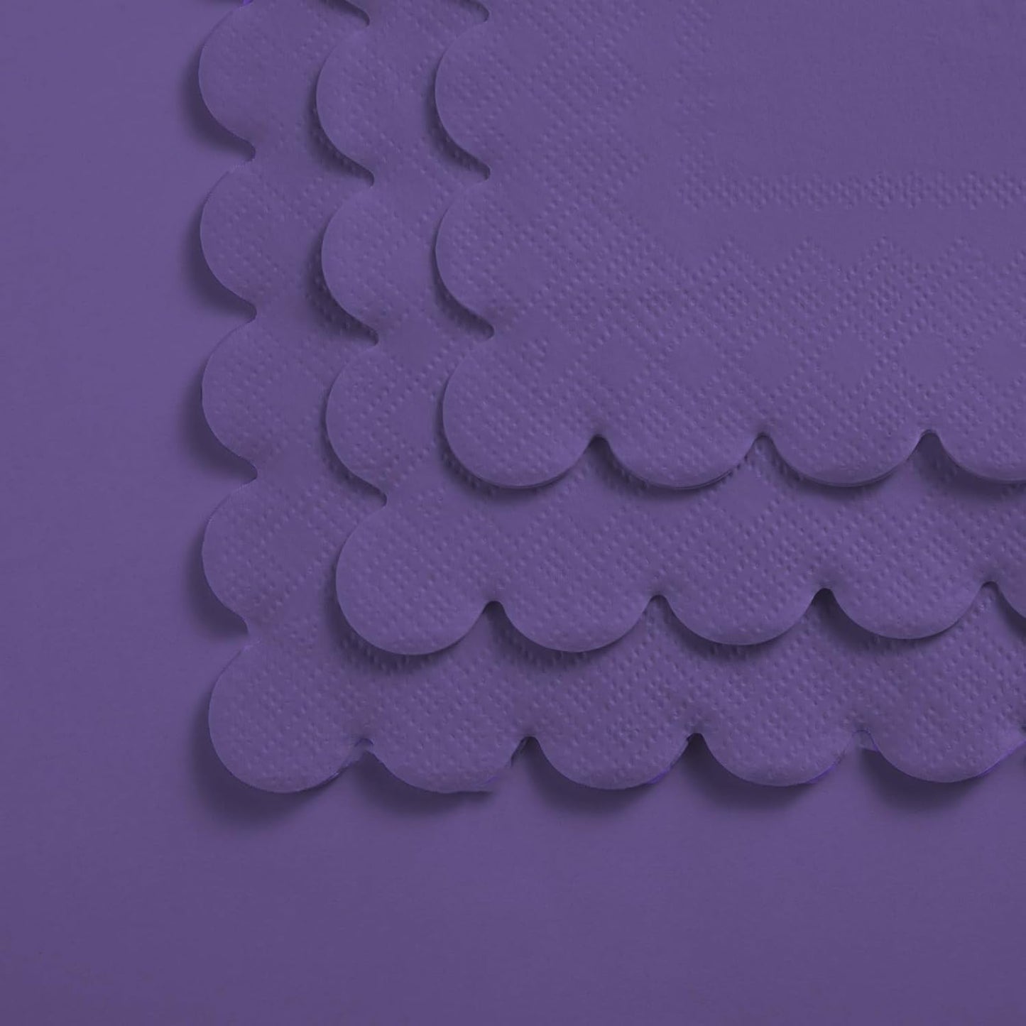 100 Pack Cocktail Napkin 2-Ply Scalloped Edged Dessert Napkins Folded 5 x 5 Inches Disposable Napkins for Dinner Wedding Birthday Party Bridal Anniversary Reception Event (Dark Purple)