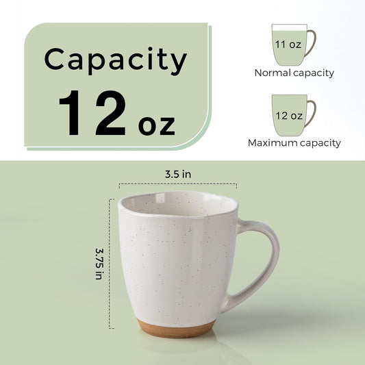 AmorArc 12oz Coffee Mugs, Ceramic Coffee Mugs set of 4 for Man, Woman, Dad, Mom, Modern Coffee Cups with handle for Latte/Cappuccino/Milk/Cocoa. Dishwasher&Microwave Safe, Light Beige