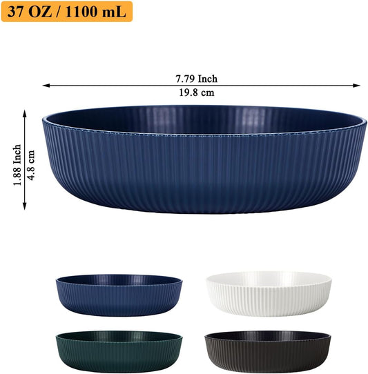 Berglander Pasta Bowls Set of 4, Salad Bowls 37oz Unbreakable Large Plastic Soup/Salad/Fruit/Serving Bowls for Home, Restaurant, Outdoor, Picnic, Camping, Serving Dishes