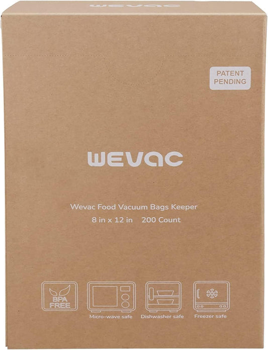 Wevac 8” x 12” 200 Count Food Vacuum Sealer Bags Keeper, PreCut Quart, Ideal for Food Saver, BPA Free, Commercial Grade, Great for storage, meal prep and Sous Vide