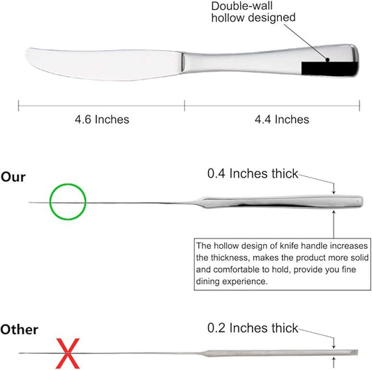 faderic Cutlery Set, 24 Piece Stainless Steel Silverware Set With Soup Spoons for 4, Flatware Set, Silver