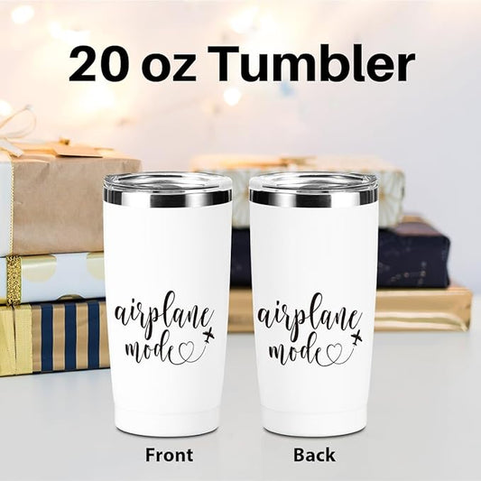 Airplane Travel Gifts Tumbler,Travel Essentials 20 oz Stainless Steel Coffee Mug,Insulated Cup with Lid for Car,,Flight Vacation Gifts for Women Men Travelers Trip Birthday Christmas Retirement