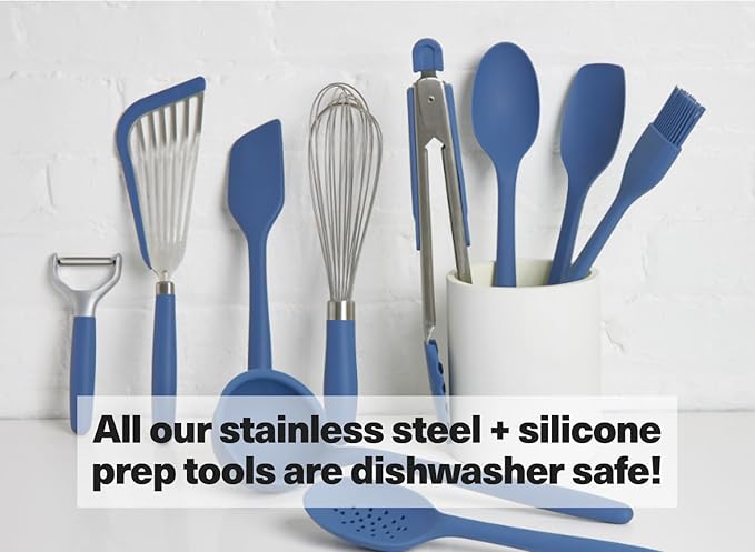 Misen Fish Stainless Steel Spatula - Slotted Turner for Cooking - Perfect for Frying - Heat Resistant - Dishwasher Safe -1mm Thick Flexible Flipper - Soft Silicone Grip Handle for Easy Use