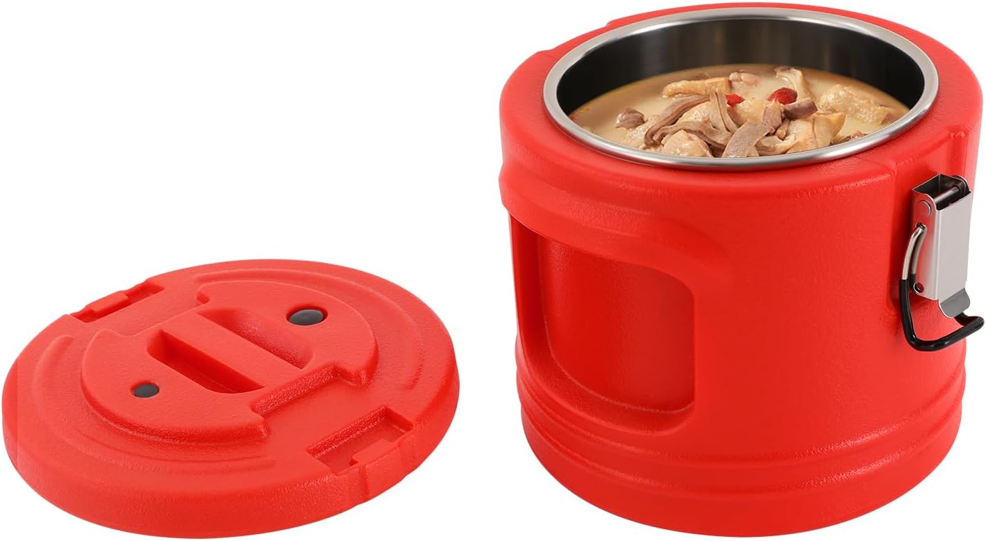 DYNAMI Insulated Food Container 1.1Gal, Portable Commercial Food Warmer Insulated Soup Container Cold Hot Box Insulated Food Carrier for Catering,Sealed and Leak-proof (Red)