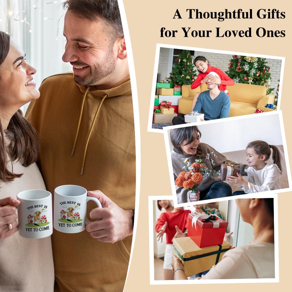 The Best Is Yet to Come Funny 11oz Double-Sided Ceramic Mug, Cute Dog Inspirational Coffee Mug for Men Women, Graduation Gifts for Dog Lover Daughter Friend, Christian Cup Gifts for Sister