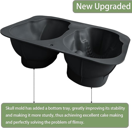 JETKONG Extra Large Silicone Skull Cake Mold Haunted Skull Baking Cake Pan for Halloween and Birthday Party