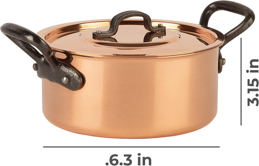 Cuisine Romefort | tinned copper pot with cast iron handles and lid | traditional stockpot made of solid copper | stewpot from France ideal for soups and stews 1.5 qt