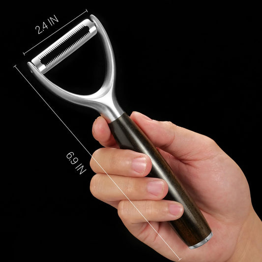 Serrated Blade Premium Y Type 304 Stainless Steel Multifunctional Kitchen Peeler Real Wood Handle Ultra Sharp Blade Vegetable Potato Apple(Agarwood)