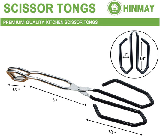 Scissor Cooking Tongs 11-Inch Stainless Steel Wire Tongs Kitchen Scissor Tongs, Set of 2