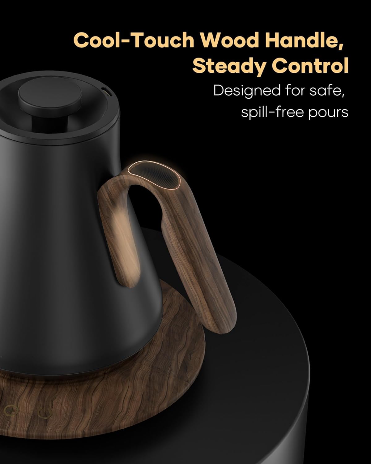 Cocinare FLOW B9 Gooseneck Electric Kettle, Precise Temperature Control for Pour-Over Coffee & Tea Brewing, Stainless Steel Interior, Rapid Heating for Boiling Water 1500W/0.9L (Obsidian Black)