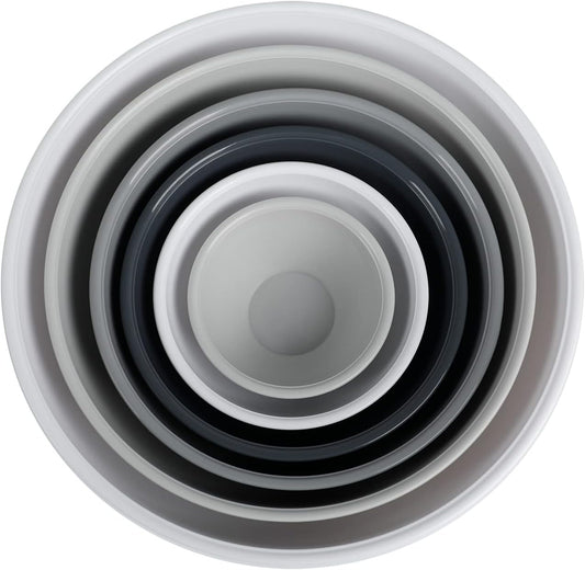 BoxedHome BPA Free Plastic Round Mixing Bowl with Lids, 12 Pack Nesting Bowls with Lids Set, Microwave and Dishwasher Safe Prep & Serving Bowls Great for Mixing, Baking, Serving (White, 12pcs)