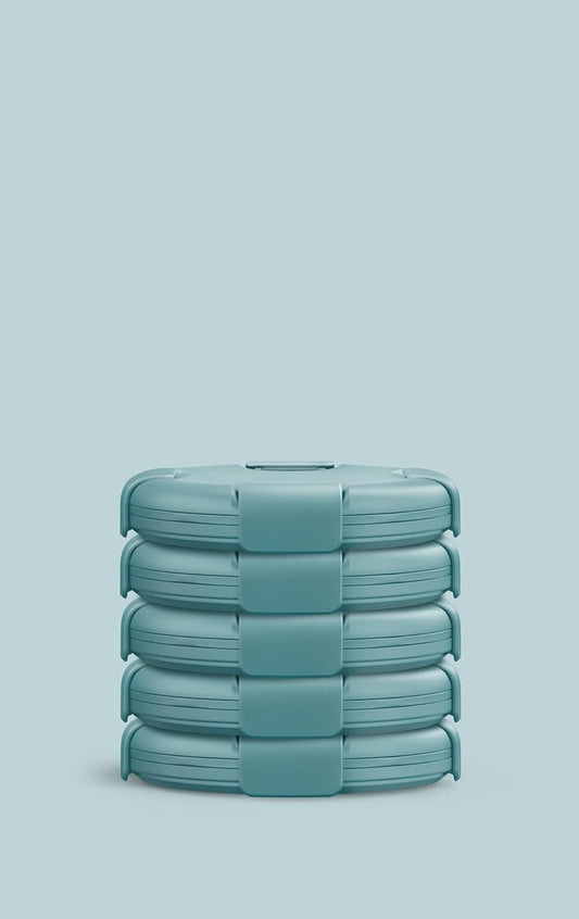 STOJO Collapsible Bowl 5 Set - Eucalyptus, 36oz - Reusable Silicone Bowl for Hot and Cold Food - Perfect for Travel, Meal Prep, To-Go Lunch, Camping & Hiking - Microwave & Dishwasher Safe