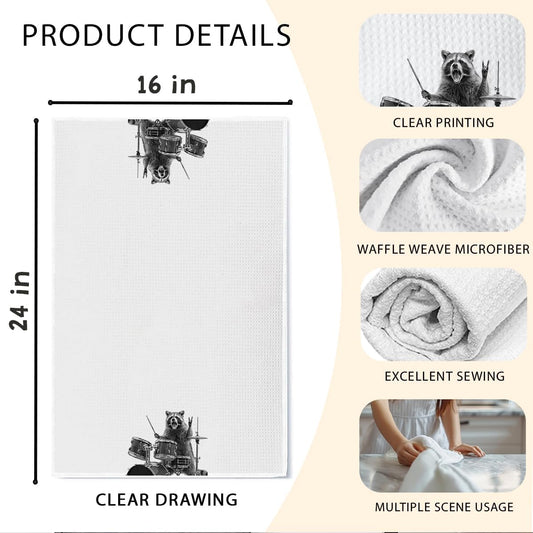 Cute Raccoon Kitchen Towels 1 PCS, Funny Racoon Gifts for Women, Raccoon Decor Hand Towels for Bathroom, Cute Animal, Women, Pet Owners Housewarming-A04