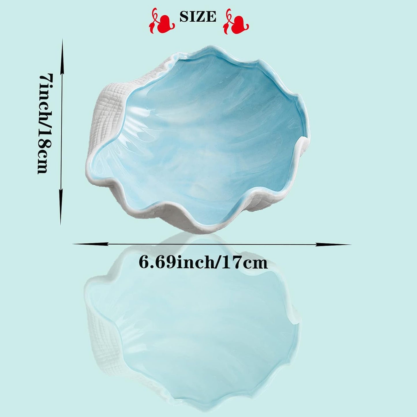 Ceramic Shell Jewelry Dish Tray Trinket Dish Ring Holder Ocean Coastal Decor Jewelry Tray Decorative Tray Key Bowl for Jewelry Birthday Party Easter Gift Hom Room Beachy Decor (G STYLE)